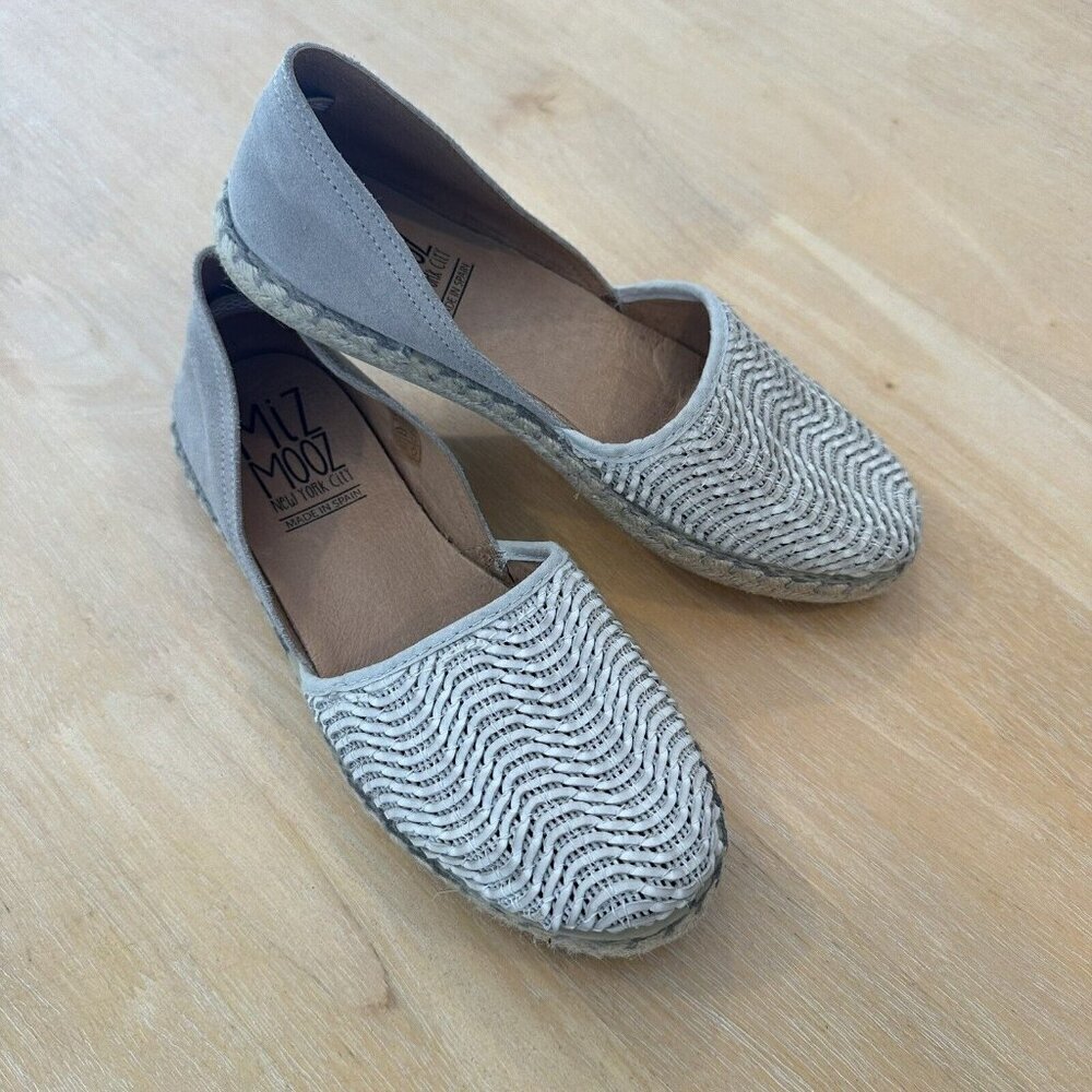 Miz Mooz Espadrille Loafers Womens 8 Cindy Gray Leather Slip On Comfort